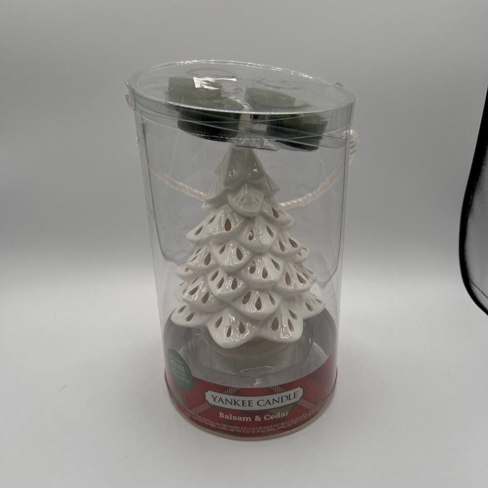 YANKEE Candle Christmas Tree Luminary Tree Light Holder 4 Balsam Cedar NEW